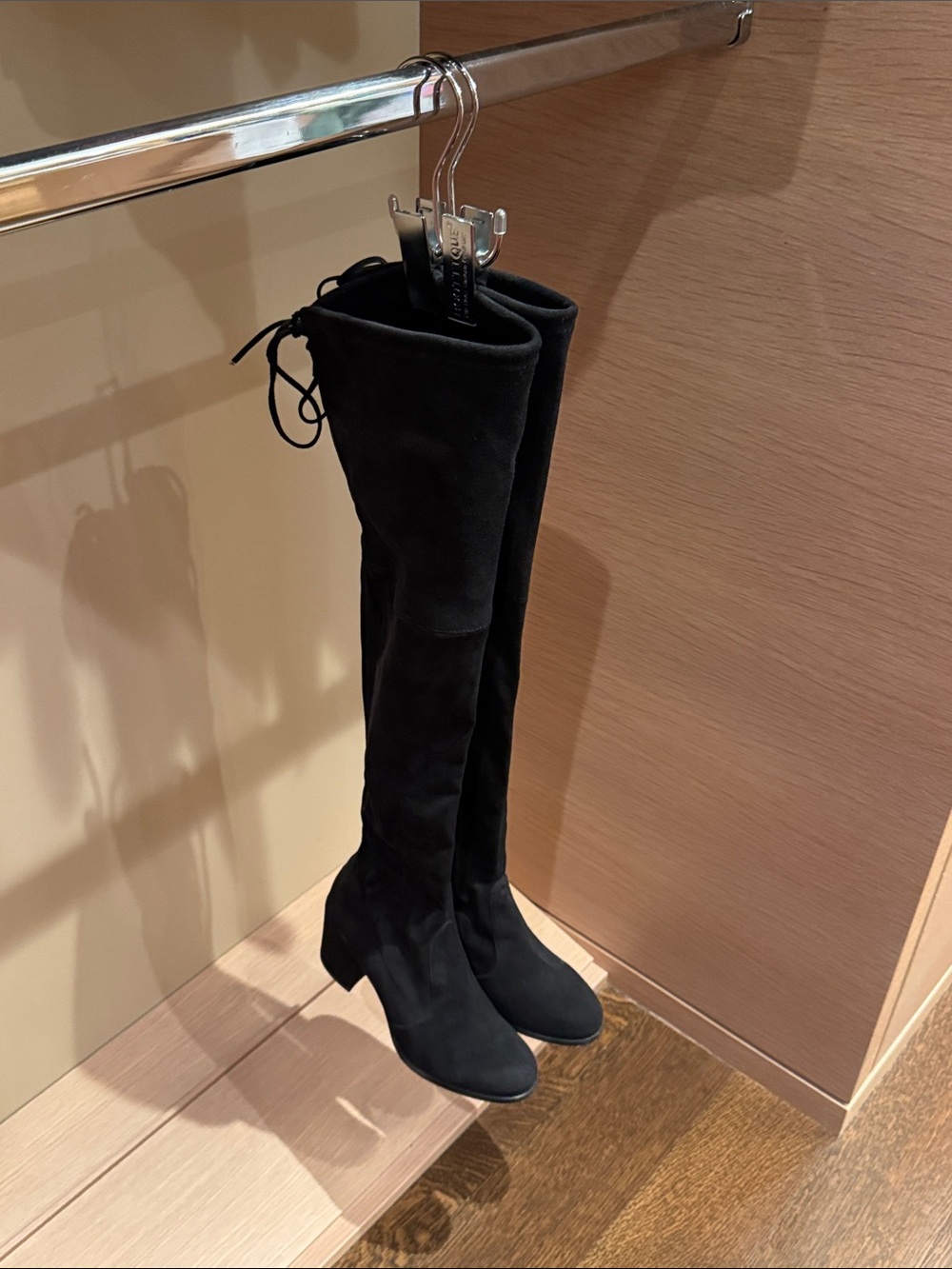 Stuart Weitzman Black Over-the-Knee Suede Boots with Back Tie